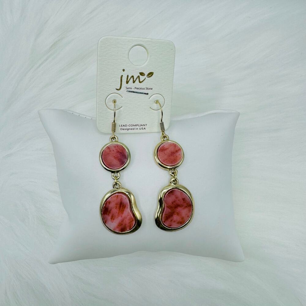 Red Marble Statement Earrings